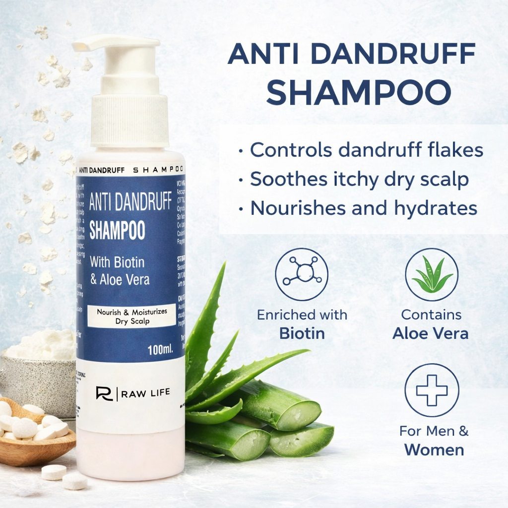 Anti Dandruff Shampoo with Biotin & Aloe Vera | Raw Life