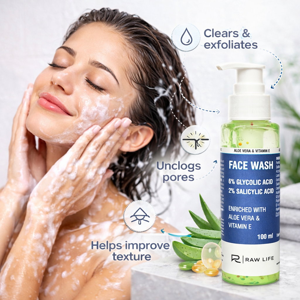 Face Wash with Glycolic & Salicylic Acid | Raw Life