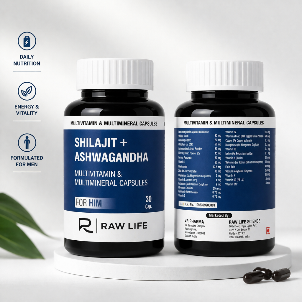 Shilajit Ashwagandha Capsules for Men | Raw Life