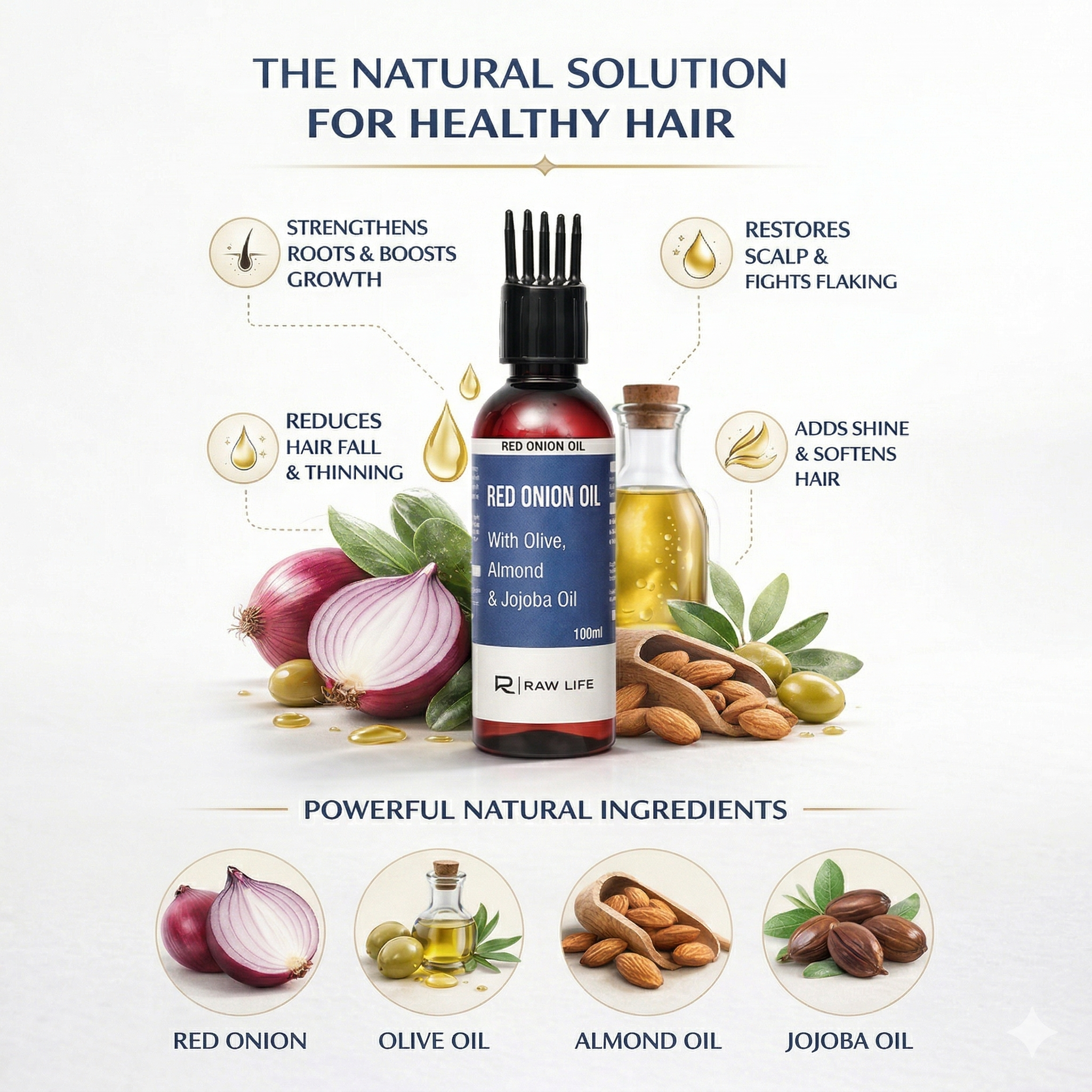 Red Onion Hair Oil for Hair Fall & Growth | Raw Life